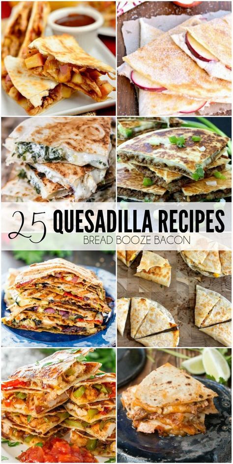 Is there any better than cheesy goodness between two tortillas? These 25 Quesadilla Recipes take a simple quesadilla to a whole new level with flavors to excite and delight! Best Quesadilla Recipe, Cheese Steak Quesadillas, Easy Quesadilla, Quesadilla Recipes Easy, Bread Booze Bacon, Quesadilla Recipe, Meal Prep Plans, Taco Pizza, Quesadilla Recipes