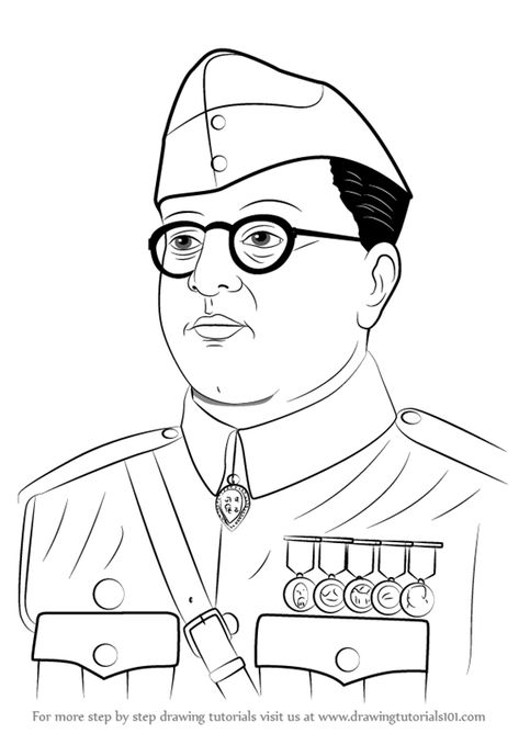 Step by Step How to Draw Subhash Chandra Bose : DrawingTutorials101.com Netaji Subhash Chandra Bose Drawing, Netaji Subhash Chandra Bose Images, Netaji Subhas Chandra Bose Sketch, Mahapurush Photos, Netaji Subhas Chandra Bose Painting, Subash Chandra Bose Drawing, Subhash Chandra Bose Image, Subhash Chandra Bose Sketch, Subhas Chandra Bose Drawing