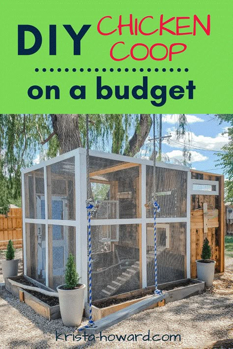 DIY Chicken Coop on a Budget - Krista Howard Chicken Coop On A Budget, Backyard Chicken Coop Diy, Chicken Coop Designs Diy, Chicken Coop Diy, Small Chicken Coops, Easy Chicken Coop, Cute Chicken Coops, Chicken Coop Garden, Backyard Chicken Coop Plans