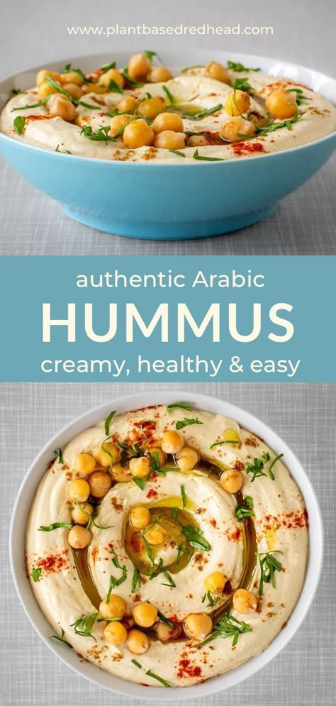 Authentic oil-free hummus is easy to make yourself and the result is delicious. The best homemade hummus is made with simple, plain, and a few vegan ingredients that are more or less simply mixed together. This easy and healthy no-oil hummus (no oil used for the hummus itself but on top, if you like) is a classic and authentic recipe. It is made with plenty of tahini (sesame butter) instead, which makes it super smooth and creamy. Hummus Recipe No Tahini, Vegan No Oil Recipes, No Oil Hummus Recipe, No Oil Hummus, Hummus Recipes, Hummus Recipe Without Tahini, Oil Free Hummus, Hummus Recipe Homemade Easy No Tahini, Oil Free Hummus Vegan No Tahini