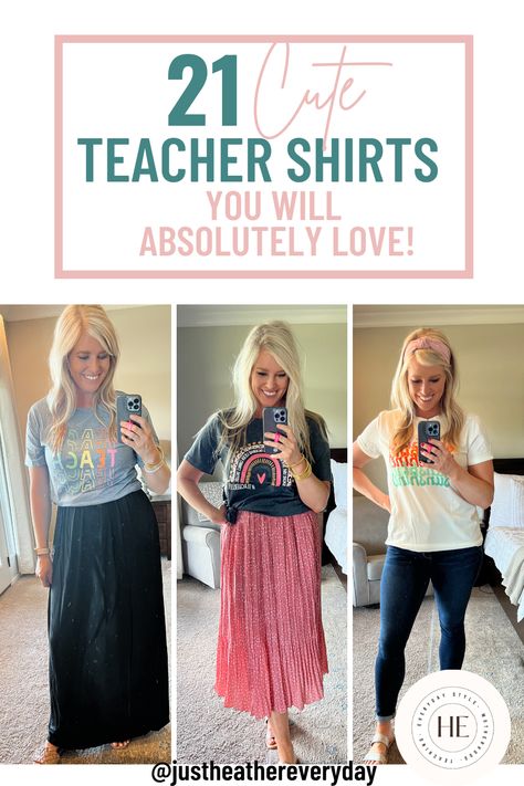 cute math teacher shirts Fall Teacher Tshirts, School Tshirt Outfit Teacher, Teacher Shirt Outfits Elementary, Tshirt Teacher Outfits, Elementary Teacher Shirts, Teacher Shirt Outfit, Teacher T Shirt Outfits, Teacher Tshirt Outfit, Teacher Fashion Elementary