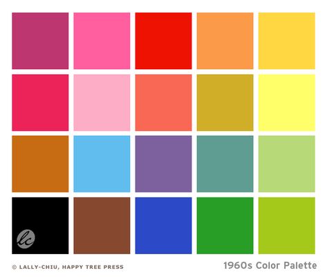 Little Sunny Studio: Color Palette: 1960s Intense Color Palette, Color Palette 60s, Retro Color Palette 1960s, 60s Aesthetic Color Palette, 1960s Colour Palette, 1960s Color Palette, 1960 Color Palette, Vintage Colour Palette 1950s, Studio Color Palette