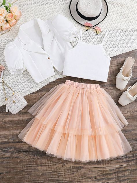 Multicolor Cute Collar   Colorblock  Embellished Non-Stretch  Teen Girls Clothing Summer Birthday Outfits, Cute Outfits With Shorts, Kids Ethnic Wear, Cute Skirt Outfits, Cute Dress Outfits, Trendy Dress Outfits, Casual Preppy Outfits, Dress Design Sketches