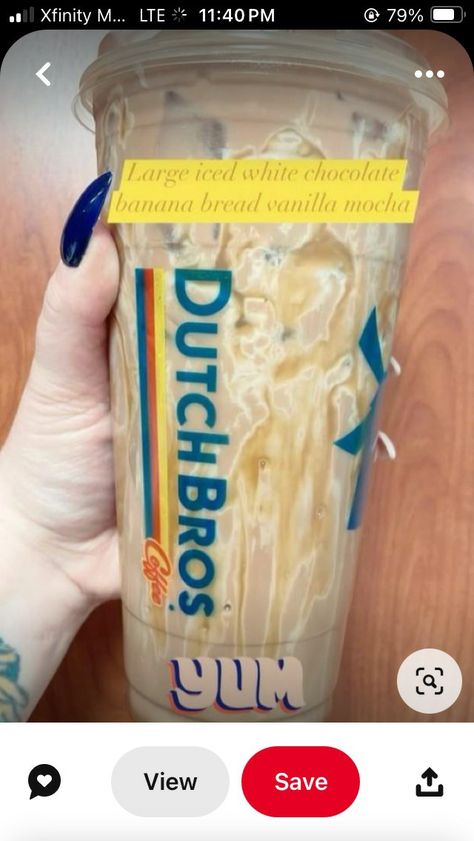 Dutch Bro Coffee Drinks, White Chocolate Banana Bread, Starburst Drink, Dutch Bros Coffee, Dutch Bros Drinks, Dunkin Donuts Iced Coffee, Iced Starbucks Drinks, Coffee Recipes Starbucks, Healthy Starbucks Drinks