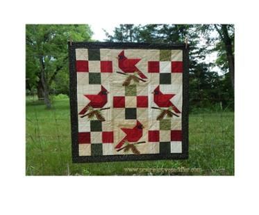 PGP369 Winter's Song Cardinal Quilt Pattern 2007 from the Prairie Grove Peddler