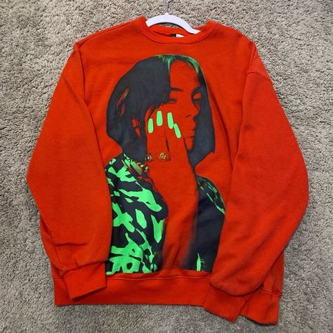 red billie eilish sweater Billie Eilish Sweater, Red Billie Eilish, Red Sweater, Red Sweaters, Billie Eilish, Outfit Inspo, Fashion Trends, Red, Closet