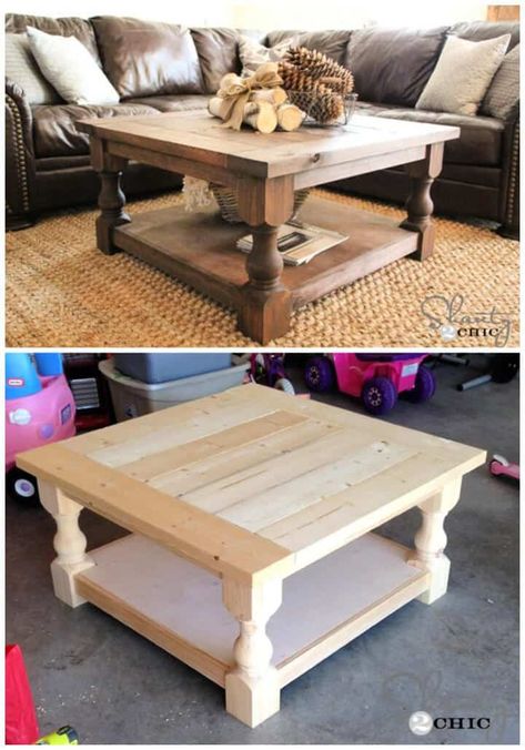 10 DIY Balustrade Coffee Table Plans To Build Your Own Book Shelf Coffee Table, Farmhouse Diy Coffee Table, Diy Balustrade Coffee Table, Coffee Table Building Plans, Make Your Own Coffee Table, Build Your Own Coffee Table, Coffee Table Plans Diy, Diy Round Coffee Table Easy, Wood End Tables Diy