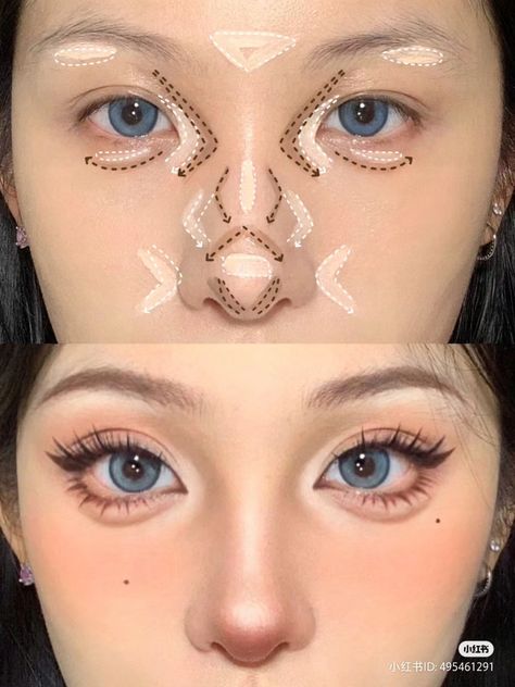 Asian Makeup Tutorials, Membentuk Alis, Dag Make Up, Anime Eye Makeup, Mekap Mata, Nose Makeup, Ideas De Maquillaje Natural, Flot Makeup, Simple Makeup Tips