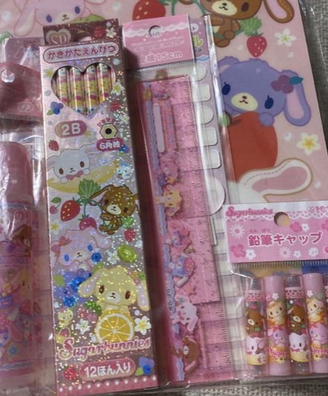 Sugar Bunnies, Kawaii School Supplies, Korean Stationery, Yami Kawaii, Cute Stationary, Cute School Supplies, Kawaii Room, Kawaii Stationery, Cute Stationery