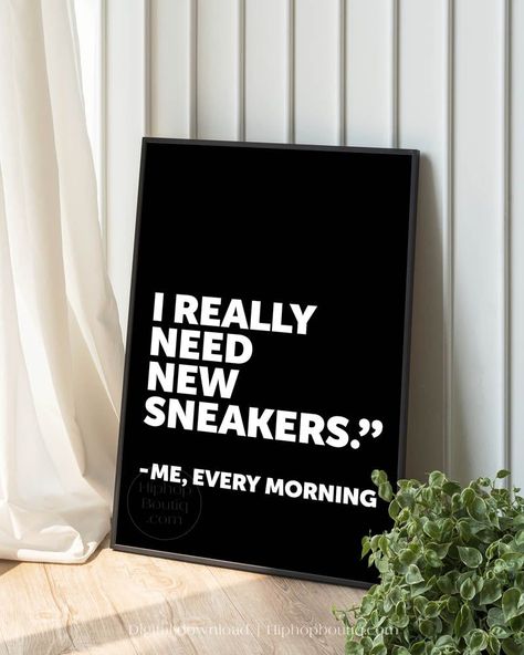 A modern, minimalist poster featuring a pair of sneakers. Perfect for any sneakerhead's home or office. #sneakers #poster #fashion . #Sneaker_Room_Decor_Ideas #Sneaker_Head_Bedroom_Decor #Sneaker_Head_Room_Ideas_Girl #Sneaker_Themed_Bedroom Sneaker Head Room Ideas Girl, Sneaker Head Bedroom Decor, Sneaker Themed Bedroom, Sneaker Bedroom, Sneaker Printable, Sneaker Room Ideas, Sneakerhead Bedroom, Sneakers Poster, Boujee Apartment