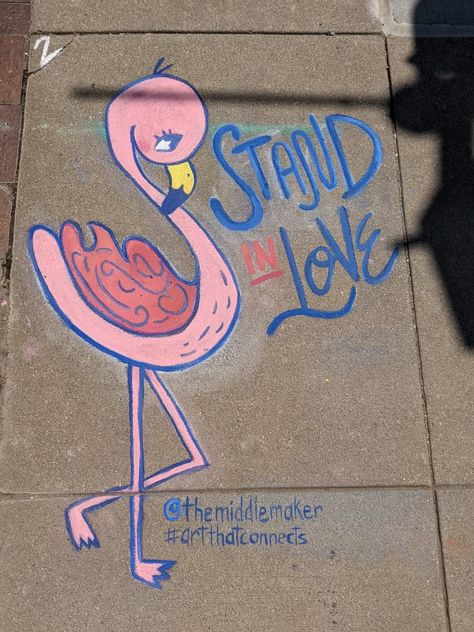 Sidewalk Chalk Art, Chalk Drawings, Sidewalk Chalk, Chalk Art, Pink Flamingo, Pink Flamingos, The Pink, Kansas, Flamingo