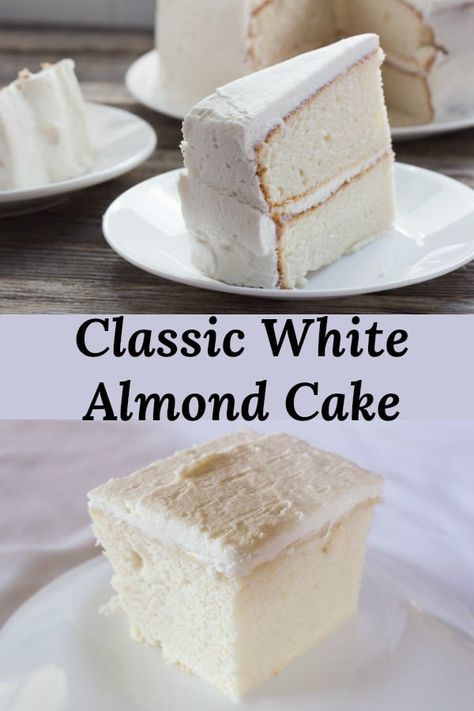 White Wedding Cake Simple, White Almond Cake, Wedding Cake Icing, Wedding Cake Simple, White Almond Cakes, Almond Wedding Cakes, Mousse Au Chocolat Torte, Easy Frosting, Frosting Recipes Easy