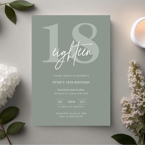 Birthday Card Invites Ideas, 18th Bday Invitation, 18th Birthday Invitation Card Ideas, Invitation Birthday 18th, Simple Invitation Card Design, 18th Birthday Invitation Ideas, Birthday Card Graphic Design, Invitation Cards For Birthday, 18th Birthday Party Invitations