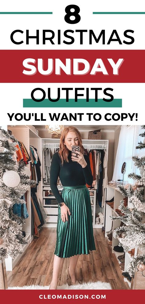 christmas sunday outfits for women Church Outfits Christmas, Dressing For Dinner Outfit, Church Outfit For Christmas, Christmas Eve Brunch Outfit, Holiday Outfits For Petite Women, Holiday Work Outfits Christmas, Skirts For Christmas, Holiday Luncheon Outfit Work, Woman’s Christmas Outfit