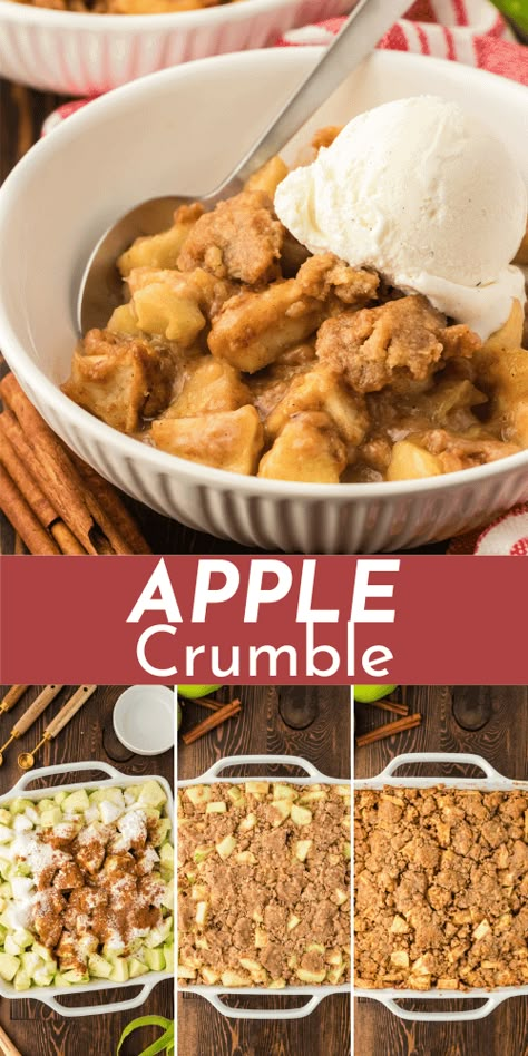 This delicious apple crumble recipe is the quintessential Fall dessert, made with spiced apple filling and an irresistible crumble topping. Even better, I've perfected just 5 easy steps to make the best crumble recipe you've ever tasted. Best Crumble Recipe, Easy Whipped Cream Recipe, Apple Crumble Recipe Easy, Apple Crumble Topping, Easy Apple Crumble, Apple Crumble Recipe, Rhubarb Desserts, Apple Recipes Easy, Apple Dessert Recipes