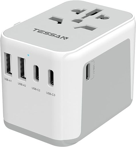 Universal Travel Adapter, TESSAN International Plug Adapter, 5.6A 3 USB C 2 USB A Ports, Power Adaptor Travel Worldwide, All-in-one Travel Charger Outlet Converter for Europe UK EU AUS (Type C/G/A/I) International Travel Adapter, Universal Plug Adapter, Universal Travel Adapter, Universal Adapter, Travel Charger, Travel Adapter, Plug Socket, Wall Outlets, Adapter Plug