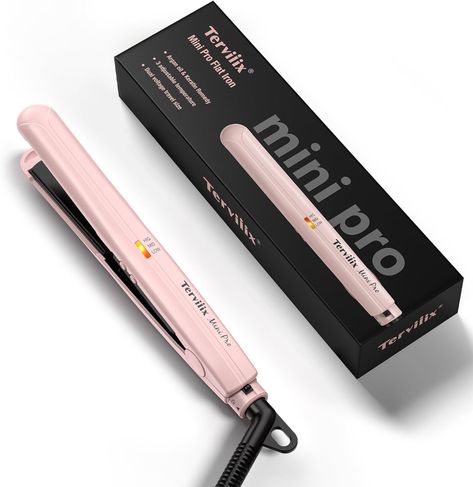 Amazon.com : Terviiix Mini Hair Straightener Adjustable Temperature, Travel-Size Mini Flat Iron, Mini Flat Irons for Short Hair/Curls Bangs, Ceramic Portable Small Hair Curler, Dual Voltage, Auto-Off, Pink, 1/2'' : Beauty & Personal Care Short Hair Curls, Travel Flat Iron, Mini Flat Iron, Mini Straightener, Curled Bangs, Mini Hair Straightener, Hair Straighteners Flat Irons, Mini Iron, Flat Irons