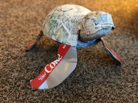 Papier-mâché and Rolled Paper feet, will be hand-painted with acrylics... Newspapers, glue, rolled paper, recycled (Diet Coke) box and balloons! Sea Turtle Craft, Tape Sculpture, Turtle Craft, Turtle Crafts, Set Designs, Creative Things, Papel Mache, Diet Coke, Sea Horse