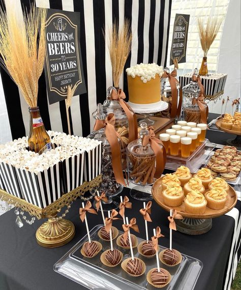 30th Birthday Dessert Table For Men, 30th Birthday Treat Table, Mens 50th Birthday Party Ideas Decoration Centerpieces, 30th Birthday Dessert Table, 50th Birthday Treats, 30th Birthday Desserts, Classy 40th Birthday Party Ideas For Men, Adult Male Birthday Party Ideas, 80th Birthday Party Ideas For Dad