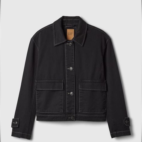 Gap Relaxed Utility Jacket *Nwt* Size Xs | Black Fit: A Straight & Easy Fit. Fabric & Care: - Regenerative Cotton 100% - Machine Wash - Imported Olive Parka, Pink Utility Jacket, Womens Anorak Jacket, Denim Utility Jacket, Cargo Coat, Cotton Twill Jacket, Green Utility Jacket, Water Retention, Twill Jacket