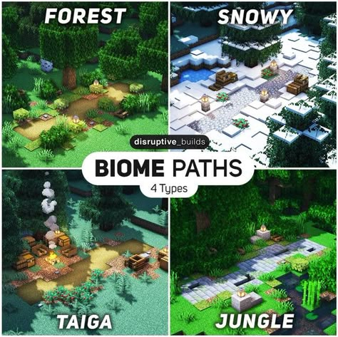 Minecraft Building Ideas Paths, Spruce Biome Builds Minecraft, Minecraft Biomes Seeds, Minecraft Seeds With All Biomes, Minecraft Paths Design, Mangrove Biome Minecraft, Custom Biome Minecraft, Minecraft Path Design, Minecraft Path Ideas