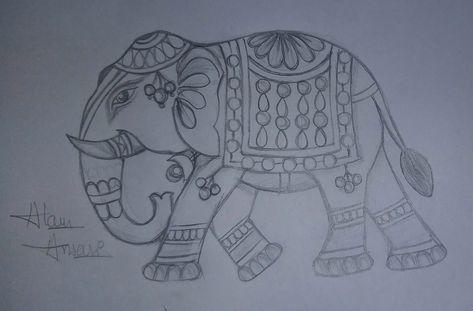 Elephant design drawing Elephant Drawing For Embroidery, Elephant Drawing Embroidery, Animal Aari Work Design, Elephant Tracing Design, Elephant Aari Design, Animal Motifs Design, Elephant Embroidery Design Blouse, Pichwai Elephant, Elephant Hand Embroidery