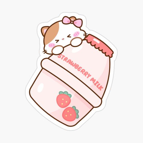 Milk Sticker, Kawaii Items, Strawberry Milk, New Sticker, Ceramic Pottery, Sticker Design, Sell Your Art, Vinyl Decal Stickers, Vinyl Sticker