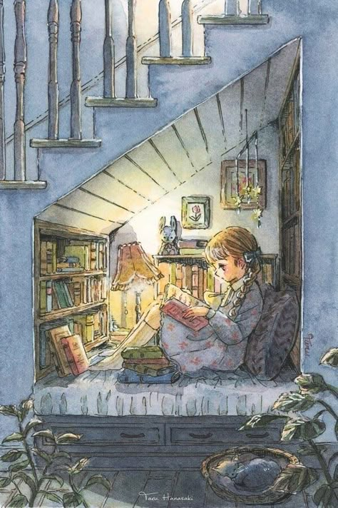 Under The Stairs, Storybook Art, Arte Inspo, Fairytale Art, Dessin Adorable, Arte Fantasy, 판타지 아트, Dreamy Art, Watercolor Drawing