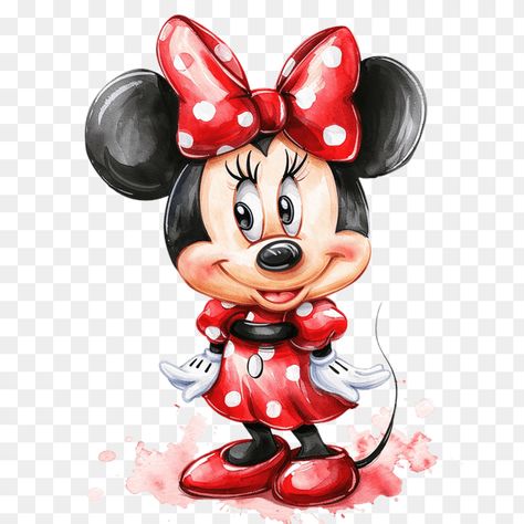 Cute Minnie Mouse Watercolor Clipart Mouse Watercolor, Minnie Mouse Clipart, Christmas Wreath Clipart, Mouse Clipart, Cute Minnie Mouse, Big Blue Eyes, Cute Alien, Cute Tigers, Girls With Red Hair