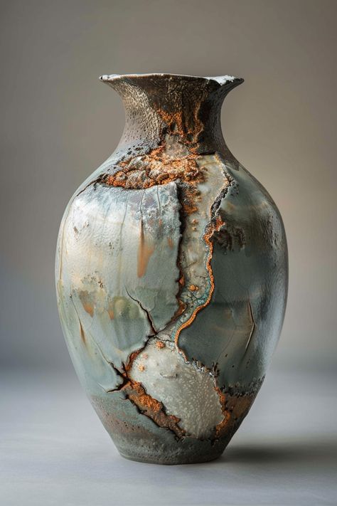 Immerse yourself in over 74 inspirations for natural treasures in Wabi Sabi pottery. Discover the art of imperfection in handmade ceramics with earthy textures and muted glazes. From tea bowls to vases, these timeless treasures add warmth and authenticity to any space. #WabiSabiPottery #NaturalTreasures #EarthyElegance Wabi Sabi Sculpture, Handmade Pottery Vase, Glazing Textured Pottery, Ceramic Art Vase, Ceramic Art Inspiration, Pottery Vases Handmade, Nature Ceramics, Nature Pottery, Kintsugi Pottery