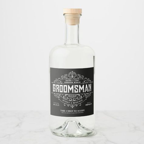 Groomsmen and Best Man Proposal Gift Liquor Liquor Bottle Label Best Man Proposal, Liquor Bottle Labels, Drink Labels, Wedding Groomsmen, Liquor Bottle, Bridesmaids And Groomsmen, Proposal Gifts, Beer Label, Liquor Bottles