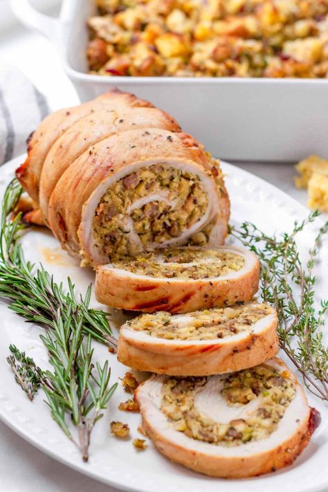 Stuffing Sausage, Turkey Rolls, Turkey Roulade, Turkey Roll, Turkey Stuffing Recipes, Sausage Stuffing Recipe, Roulade Recipe, Cooking Turkey Breast, Thanksgiving Brunch