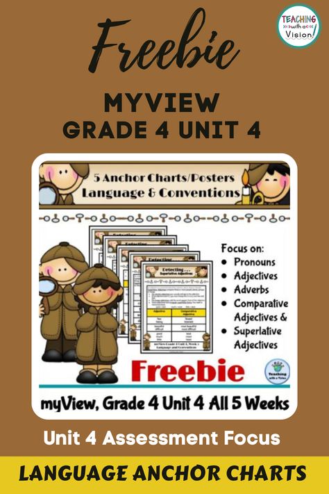 This myView Literacy 4th Grade Freebie is perfect for Unit 4. It includes Anchor Charts for all 5 weeks in the area of Language & Conventions. Offers ELA test prep for 10 questions on the Unit 4 Assessment. Grab your freebie & more for Unit 4 support now! Capitalization Anchor Chart, Adverbs Anchor Chart, Myview Literacy, Correlative Conjunctions, 5th Grade Activities, Subordinating Conjunctions, Reading Comprehension For Kids, Prepositional Phrases, Comparative Adjectives