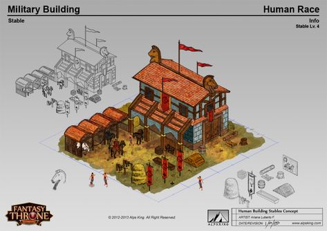 ArtStation - Military Building - Stable, Ariana Luberto Stable Concept Art, Medieval Stable, Human Race, 3d Assets, City Map, Stables, Jakarta, Minecraft, Concept Art