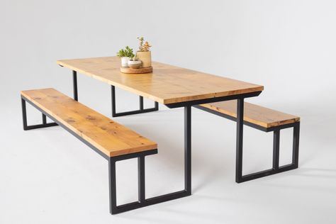 Introducing the Modern Picnic Table — Arbor Exchange Modern Picnic Table, Stringed Lights, Porch Sitters, Restaurant Table Design, Kursi Outdoor, Metal Picnic Tables, Garden Chairs Design, Diy Picnic Table, Chair Design Wooden