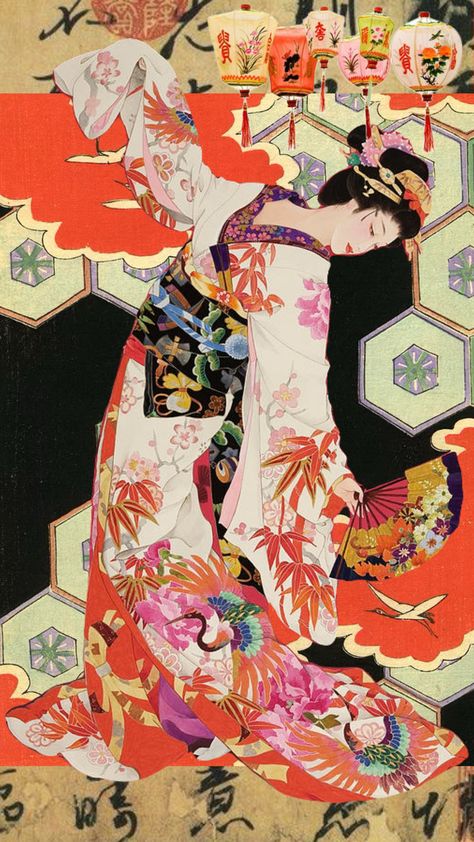 #japanese #japaneseart #traditional #geisha #art #vintageart #vintage #vibes #wallpaper Japanese Culture Wallpaper, Traditional Japanese Geisha Art, Japanese Vintage Aesthetic, Japanese Culture Aesthetic, Japanese Culture Traditional, Geisha Aesthetic, Geisha Wallpaper, Japanese Collage, Traditional Japanese Aesthetic