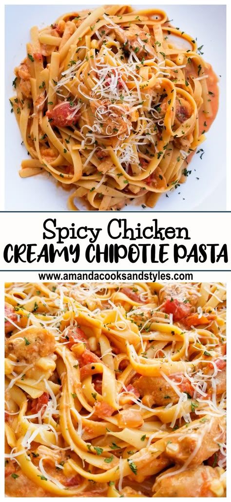 Creamy Chipotle Chicken, Spicy Chipotle Chicken, Spicy Chicken Chipotle Pasta, Chipotle Chicken Pasta, Pasta Fettuccine, Chipotle Pasta, Creamy Chipotle Sauce, Chicken Corn, Homemade Lunch