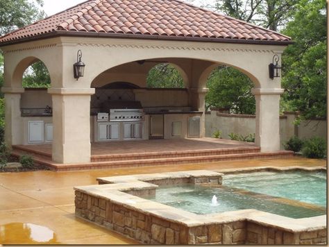 Tuscan Style Homes, Outdoor Pavilion, Backyard Gazebo, Backyard Pavilion, Outdoor Living Rooms, Mediterranean Home Decor, Spanish Style Homes, Beautiful House Plans, Mediterranean Home