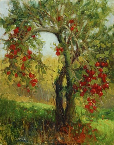 Ancient Apple Tree by Kathleen Kalinowski Oil ~ 10 x 8 Apple Tree Art, Apple Tree Painting, Human Aura, Tree Painting Easy, Oil Painting Trees, Autumn Landscapes, Artists Painting, Tree Paintings, Beautiful Human