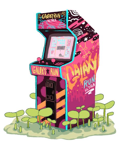 Objects Illustration, Game Arcade, Real Eyes, Arcade Game Machines, Props Concept, Artwork Inspiration, American Graffiti, Slot Machines, Retro Arcade