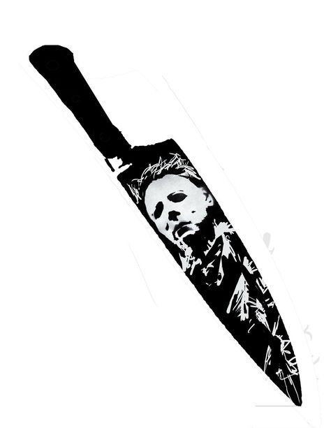 Michael Myers Stencil, Knife Silhouette, 80s Anime Aesthetic, Silhouette Tattoo, Horror Movie Tattoos, Knife Tattoo, Movie Tattoos, Halloween 1978, Halloween Michael Myers