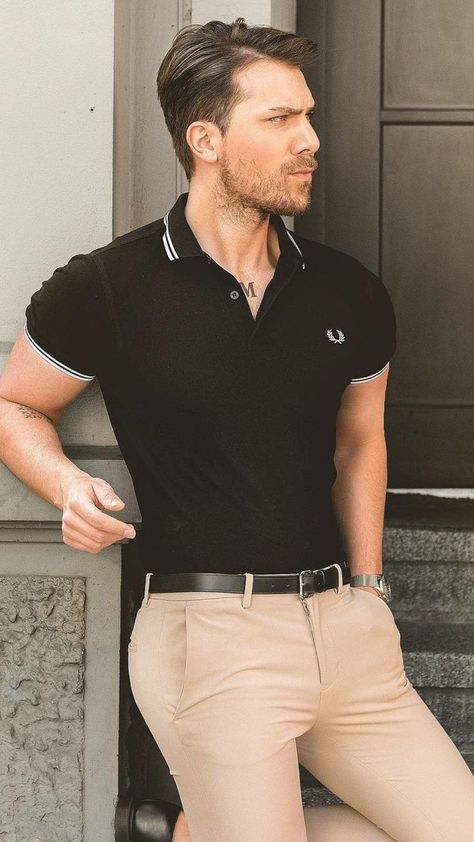 Mens Polo Outfit, Black Polo Outfit, Chinos Men Outfit, Polo Outfit Men, Polo Shirt Outfit Men, Polo Shirt Outfits, Polo Outfit, Shirt Outfit Men, Black Polo Shirt