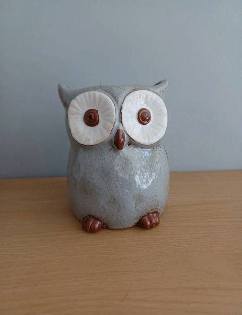 Pottery Owls, Pottery Owl, Owl Pottery, Simple Owl, Owl Planter, Coil Pottery, Owl Vase, Pen Pot, Brown Owl