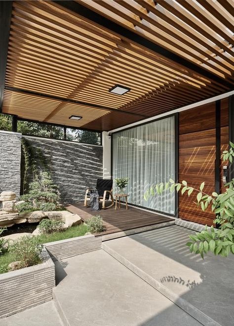 House Canopy Design, Japandi House Exterior, Japandi Exterior, Carport Design, House Canopy, Japandi House, Home Designs Exterior, Japandi Home, Modern Small House Design