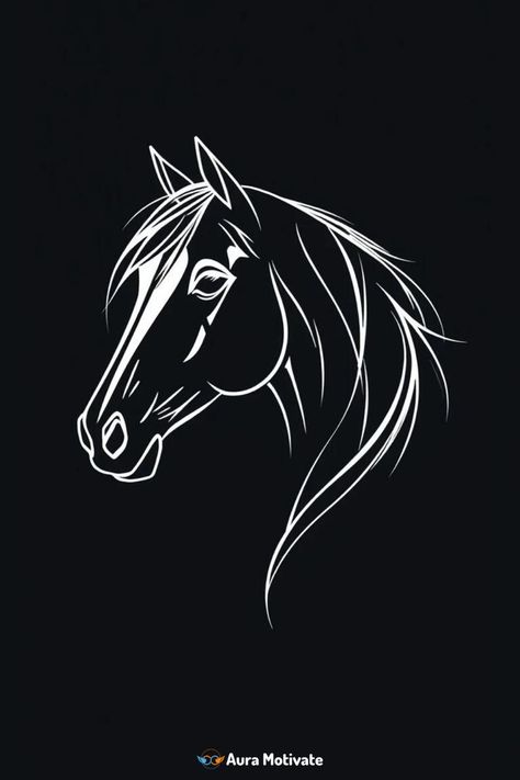 A horse's head illustration with white lines that emit a subtle glow on a dark background Head Illustration, Face Line Art, Face Line Drawing, Horse Face, Face Lines, White Line, Dark Background, Horse Head, Horse Art