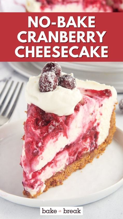 Easy Cranberry Cheesecake, No Bake Cranberry Cheesecake, Cranberry Cheesecake Recipes, Biscoff Crust, Cranberry Recipes Dessert, White Chocolate Shavings, Cranberry Cheesecake, Gf Food, Cranberry Orange Bread