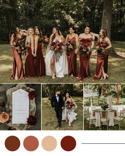 October Wedding Color Palette, Orange And Maroon Wedding, November Wedding Colors Schemes, Maroon Wedding Colors, November Wedding Flowers, November Wedding Colors, Bridesmaid Dress Color Schemes, Wedding Schemes, September Wedding Colors