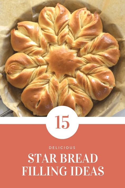 HOW TO MAKE STAR BREAD | MerryBoosters Star Cinnamon Bread, Bread Recipes For Christmas, Shaped Bread Ideas, Pizza Star Bread, Savory Star Bread, Christmas Star Bread Recipe, Christmas Bread Art, Bread Filling Ideas, Cinnamon Star Bread Recipe