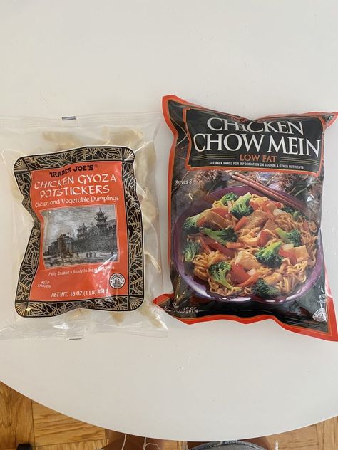 The Best Trader Joe's Frozen Meals for Weeknights | The Everygirl Trader Joes Frozen Food, Clean Eating Shopping List, Chicken Gyoza, Vegetable Dumplings, Chicken Spring Rolls, Joe Recipe, Chicken Chow Mein, Trader Joes Recipes, Asian Vegetables