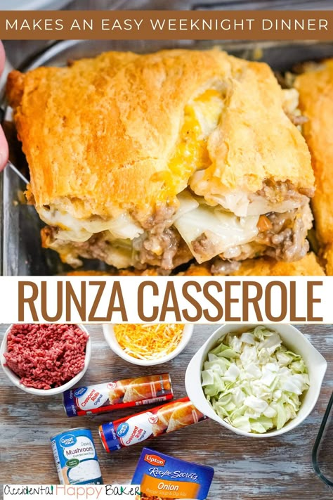 Easy Runza Casserole, Runza Casserole Recipe, Ground Beef And Crossant Recipes, Runza Casserole Crescent Rolls, Crescent Roll Recipes With Ground Beef, Ground Beef Crescent Roll Recipes, Bierock Casserole, Runza Recipe, Runza Casserole